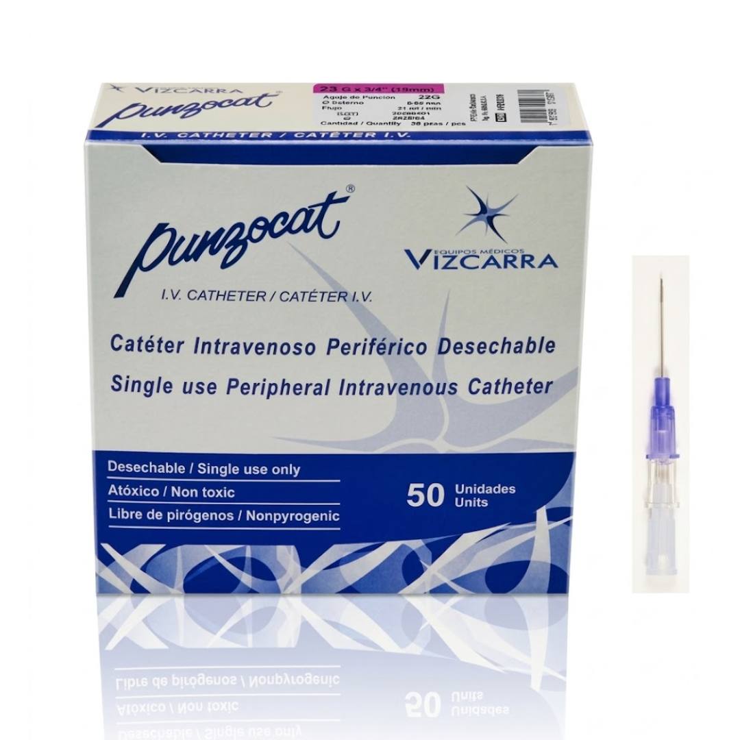 Punzocath 23G no radiopaco caja con 50 piezas | Catéter intravenoso